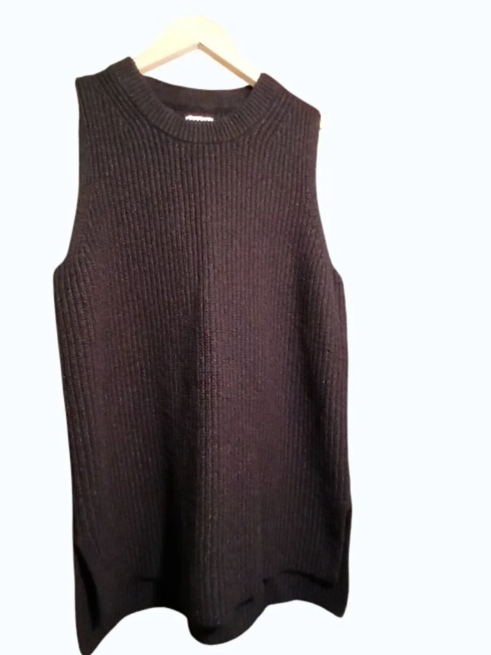 J. CREW Black Crew Neck Sleeveless Ribbed Wool Sweater Vest